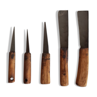 Set of 5 ancient knives, Brutalist Folk Art
