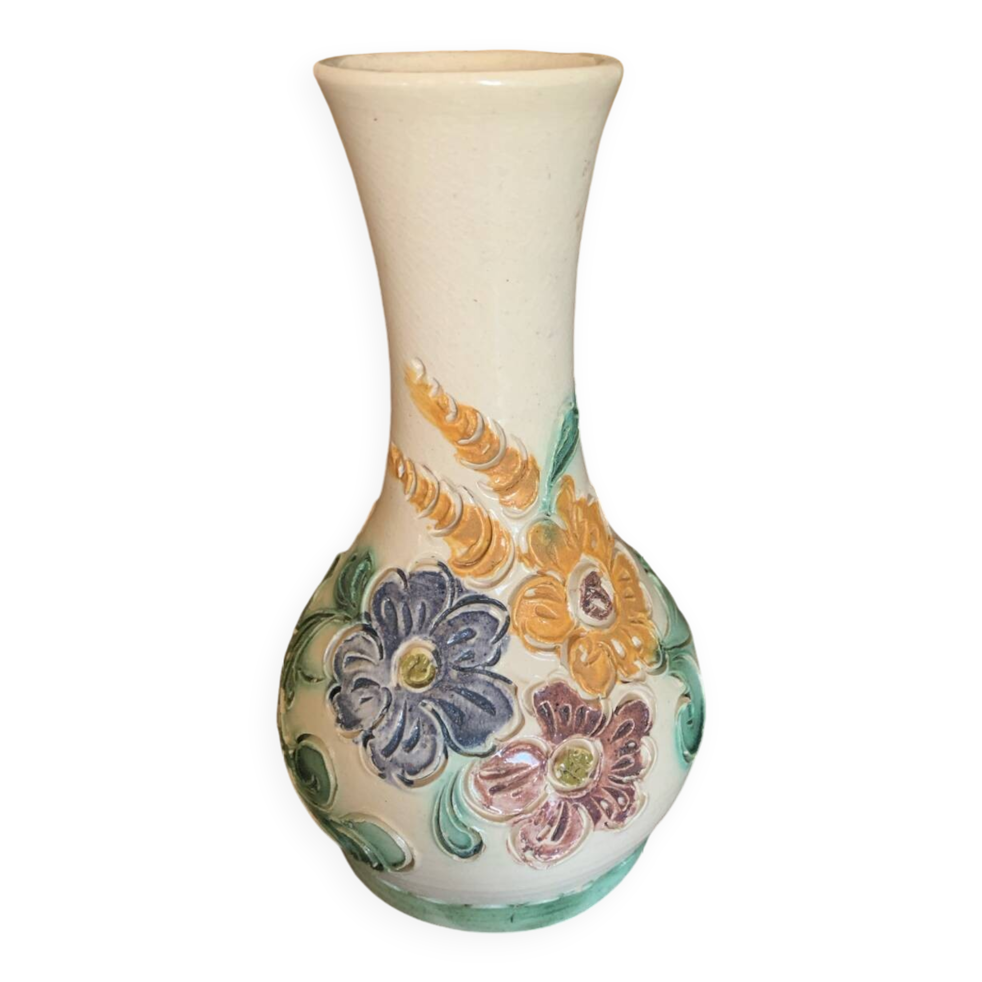 Remmy fils stoneware soliflore vase with vintage flower decor