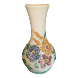 Vase soliflore Remmy fils grès décor fleurs vintage