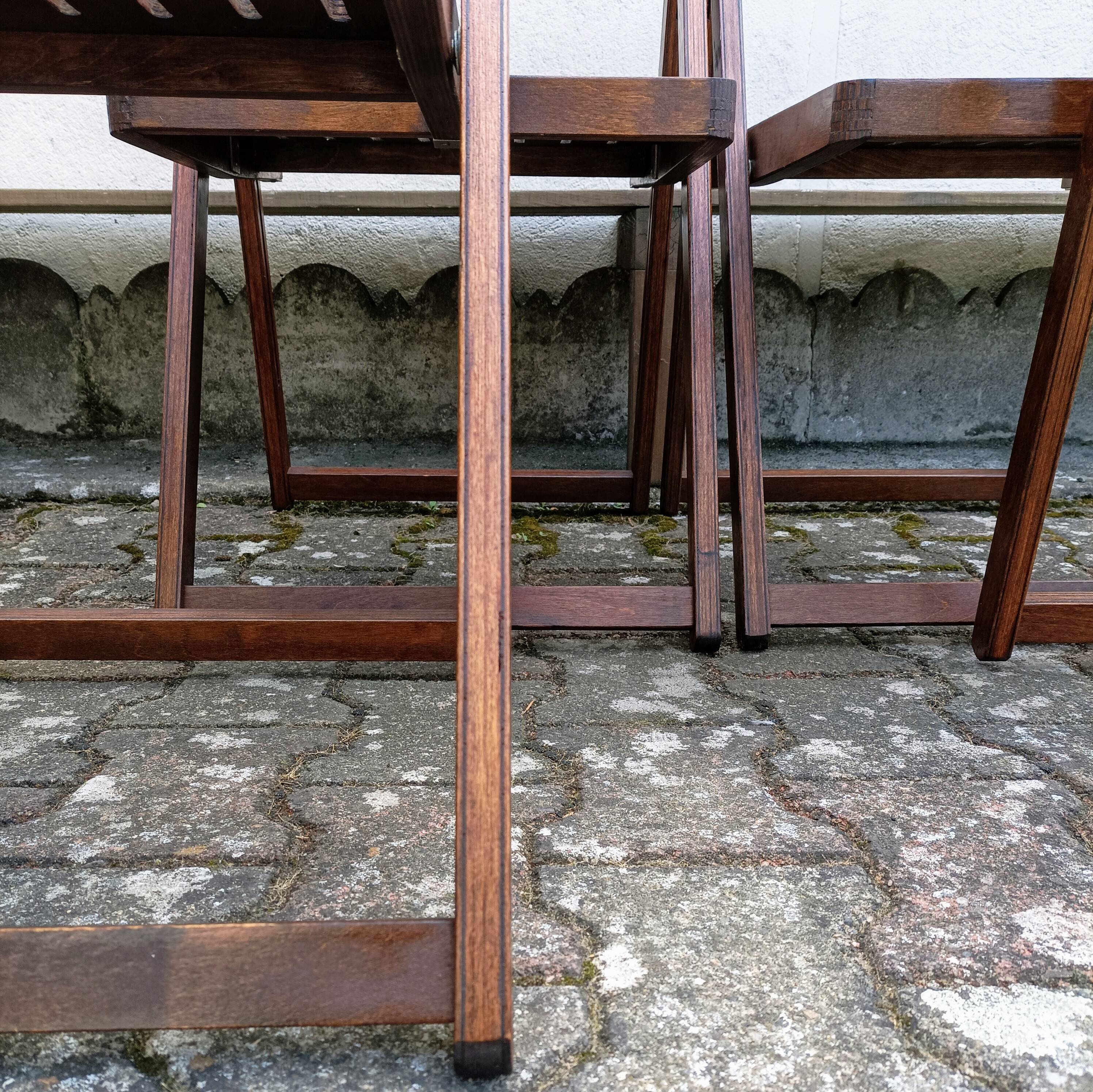 Wooden folding chairs, 70s