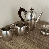 4-piece tea set egoiste 1 person in antique silver metal