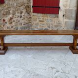Pair of oak monastic community benches, France, early 20th century