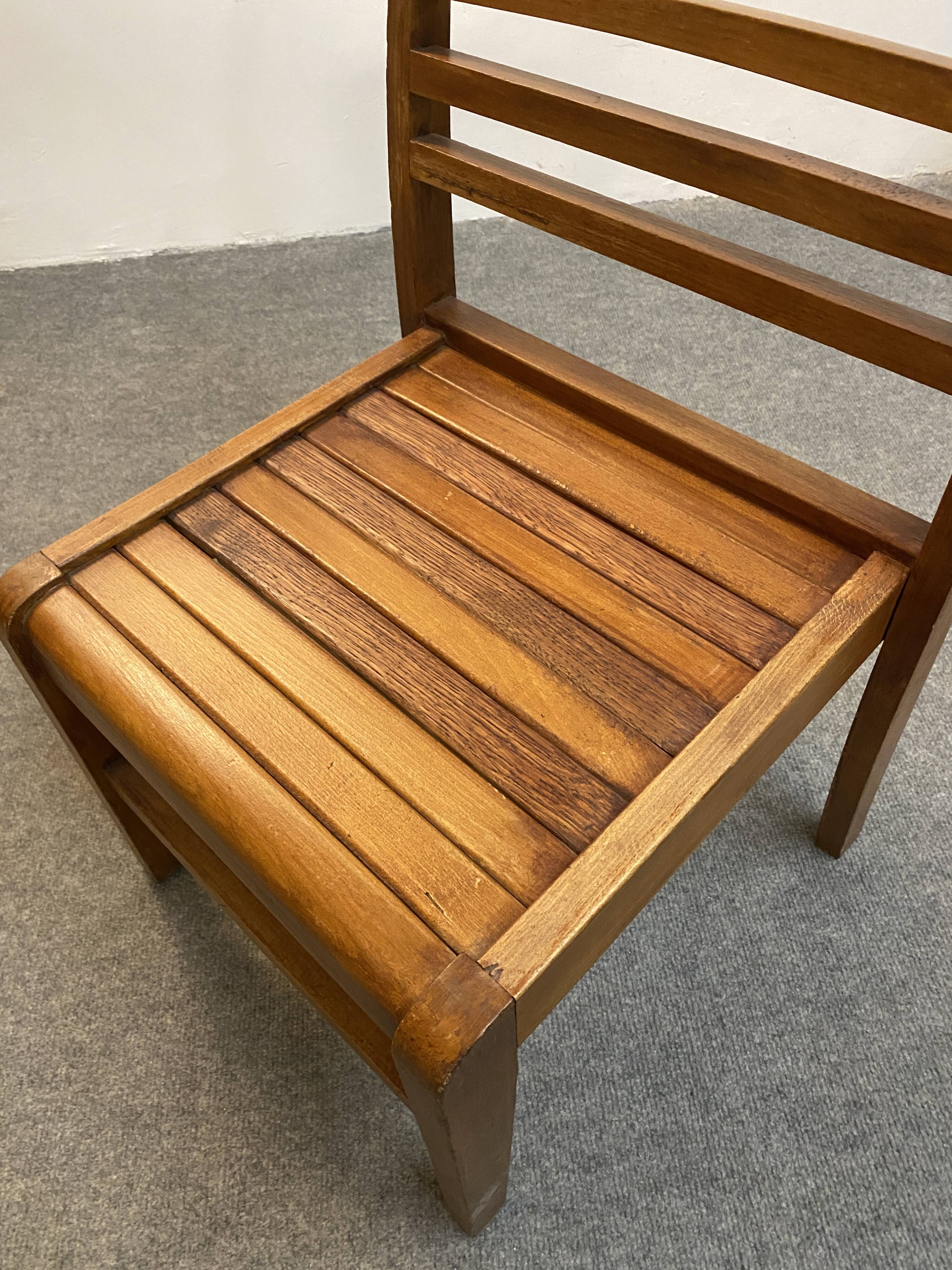 Modernist wooden children's chair by René Gabriel, Reconstruction period