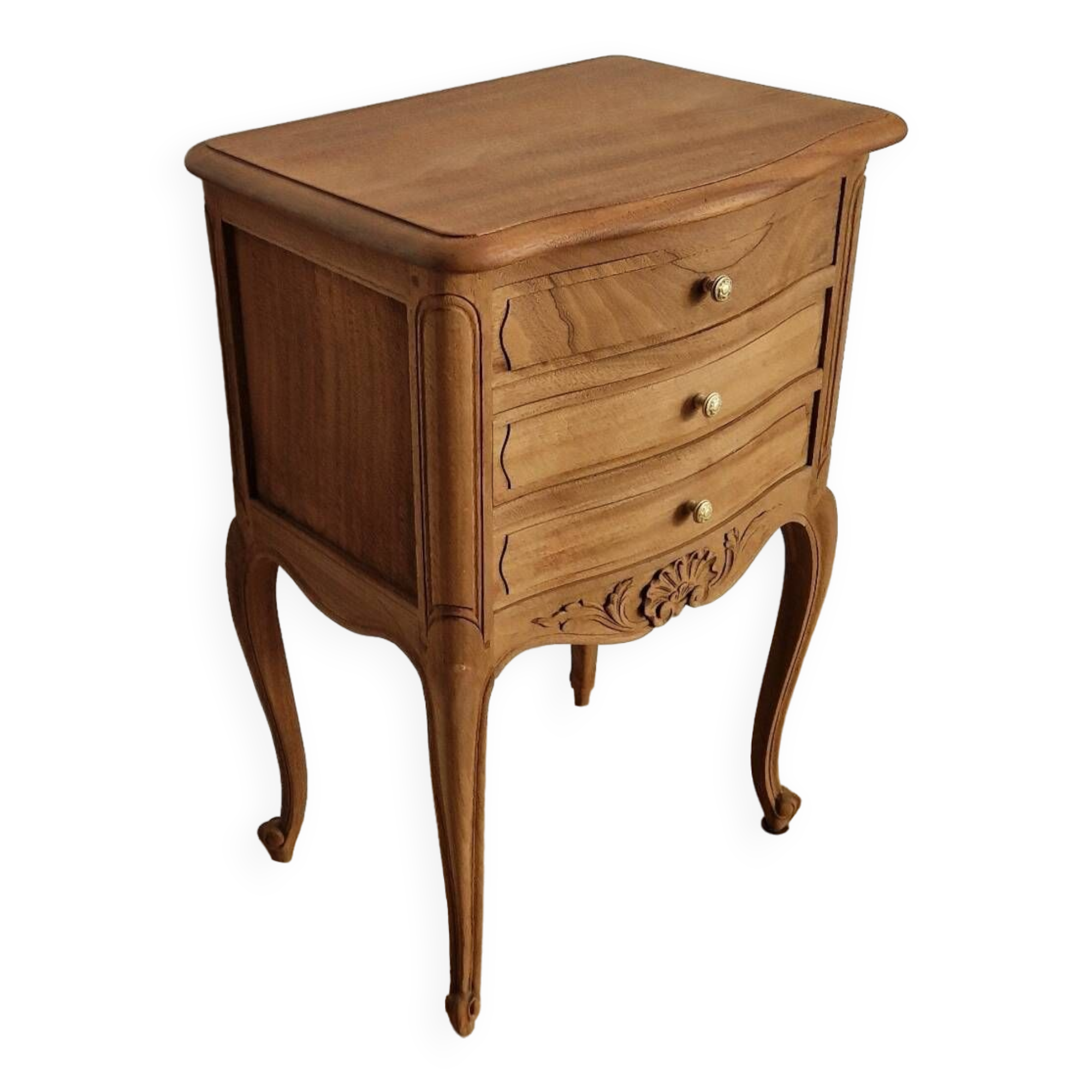 Louis XV style wooden bedside chest of drawers