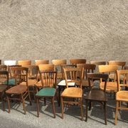 Set of 20 curved wooden bistro chairs