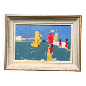Abstract painting on panel