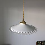 Vintage pendant light in serrated opaline