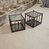 Two rattan and smoked glass tables, 1970