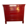 Commode vintage rouge en bois exotique