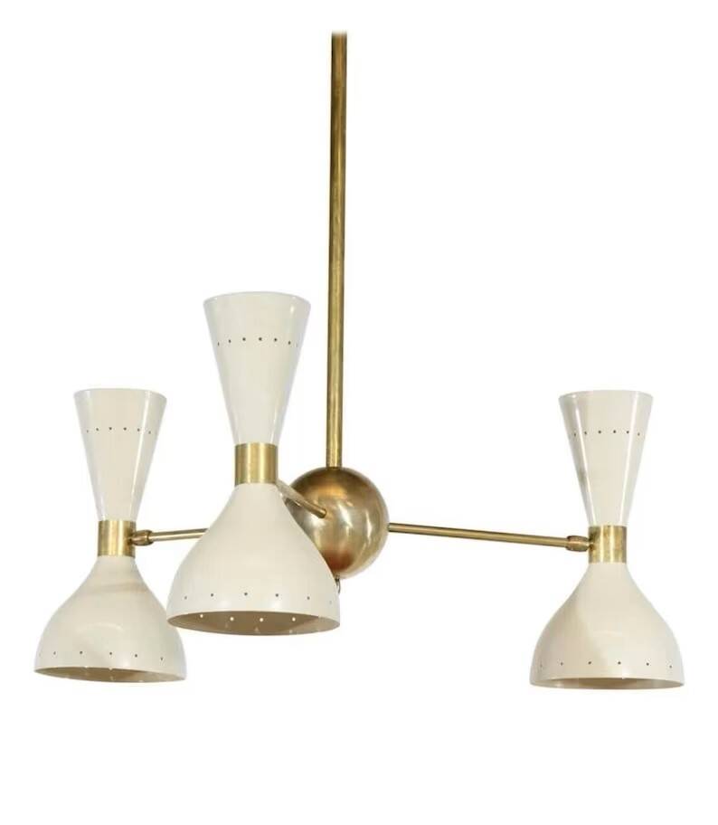 Brass Chandelier Sputnik Light - Vintage Italian Chandelier with 3 Arms