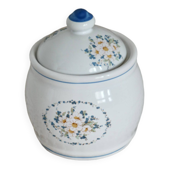 Vintage porcelain sugar bowl with floral pattern