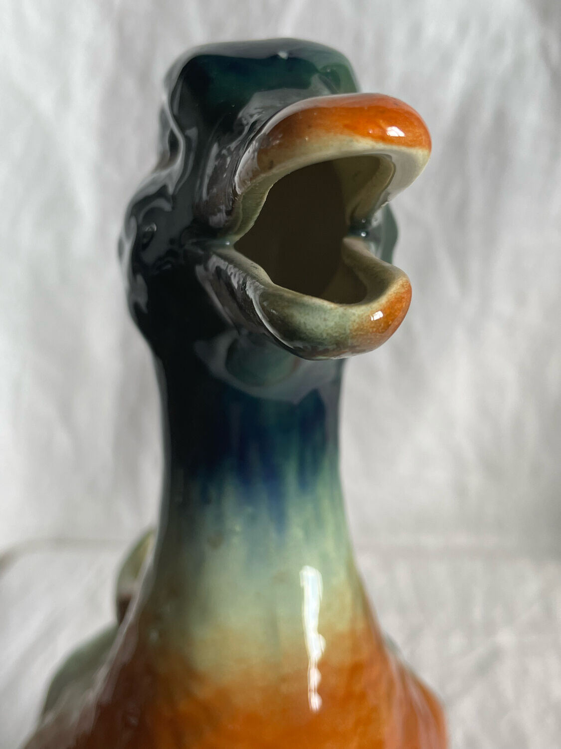 Majolica pitcher Mallard duck, circa 1900s
