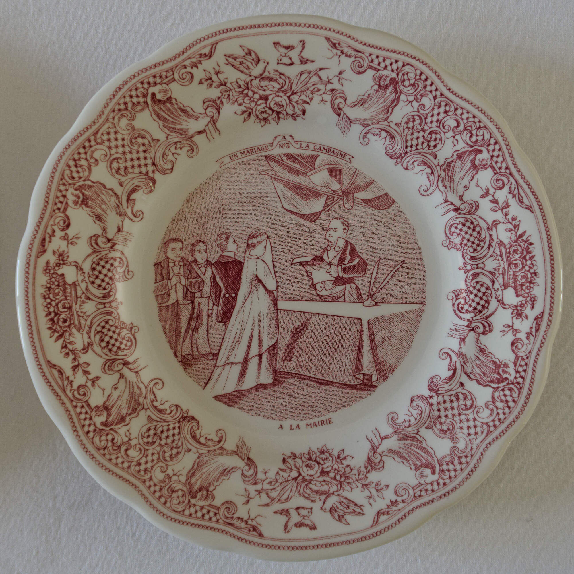 Lot 6 plates with dessert Gien "wedding in the countryside"