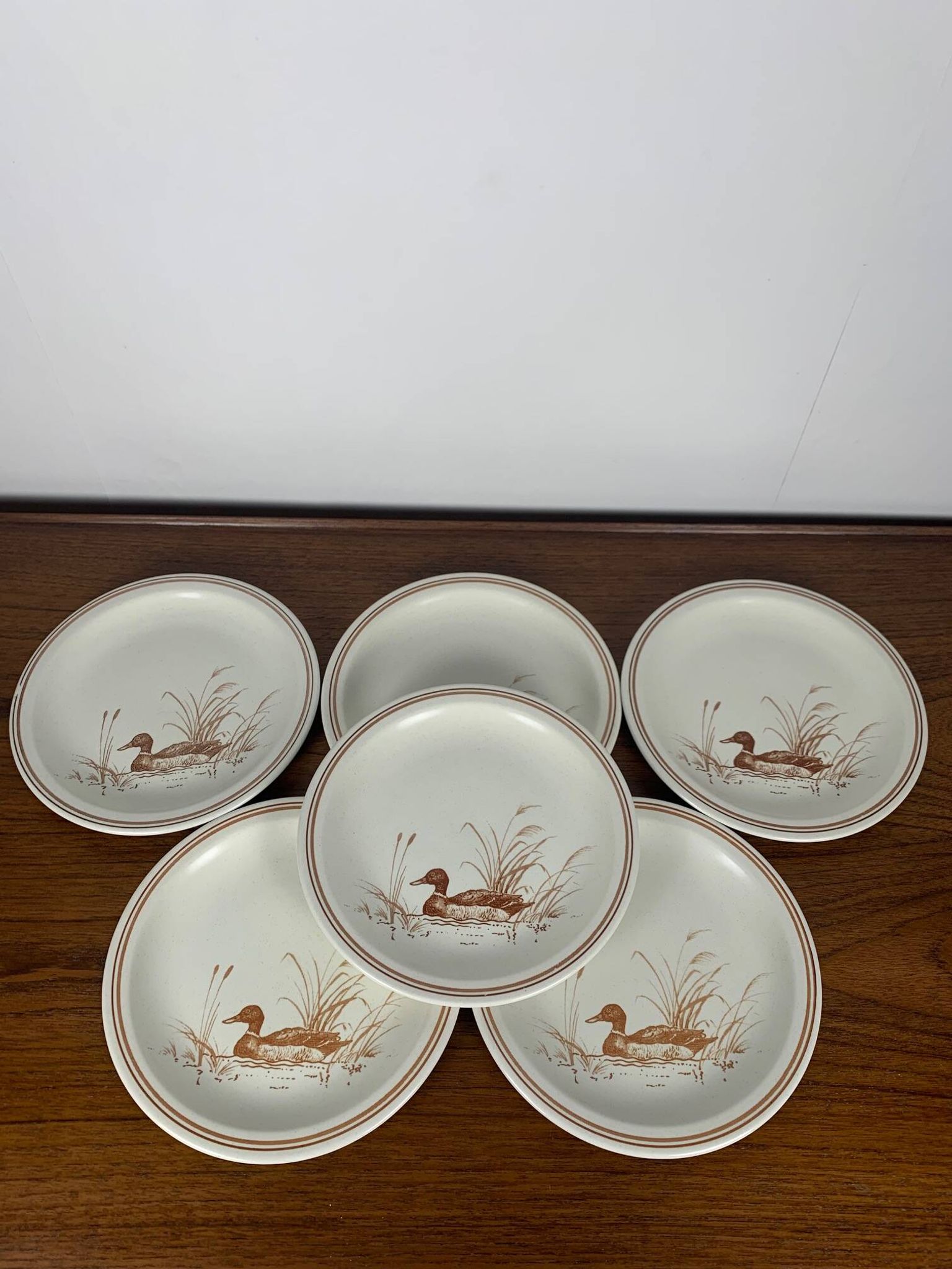 Set of 6 Vintage Churchill England Dessert Plates – Duck Motif