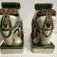 Pair of ceramic elephant plant stands polychrome sculpture - India