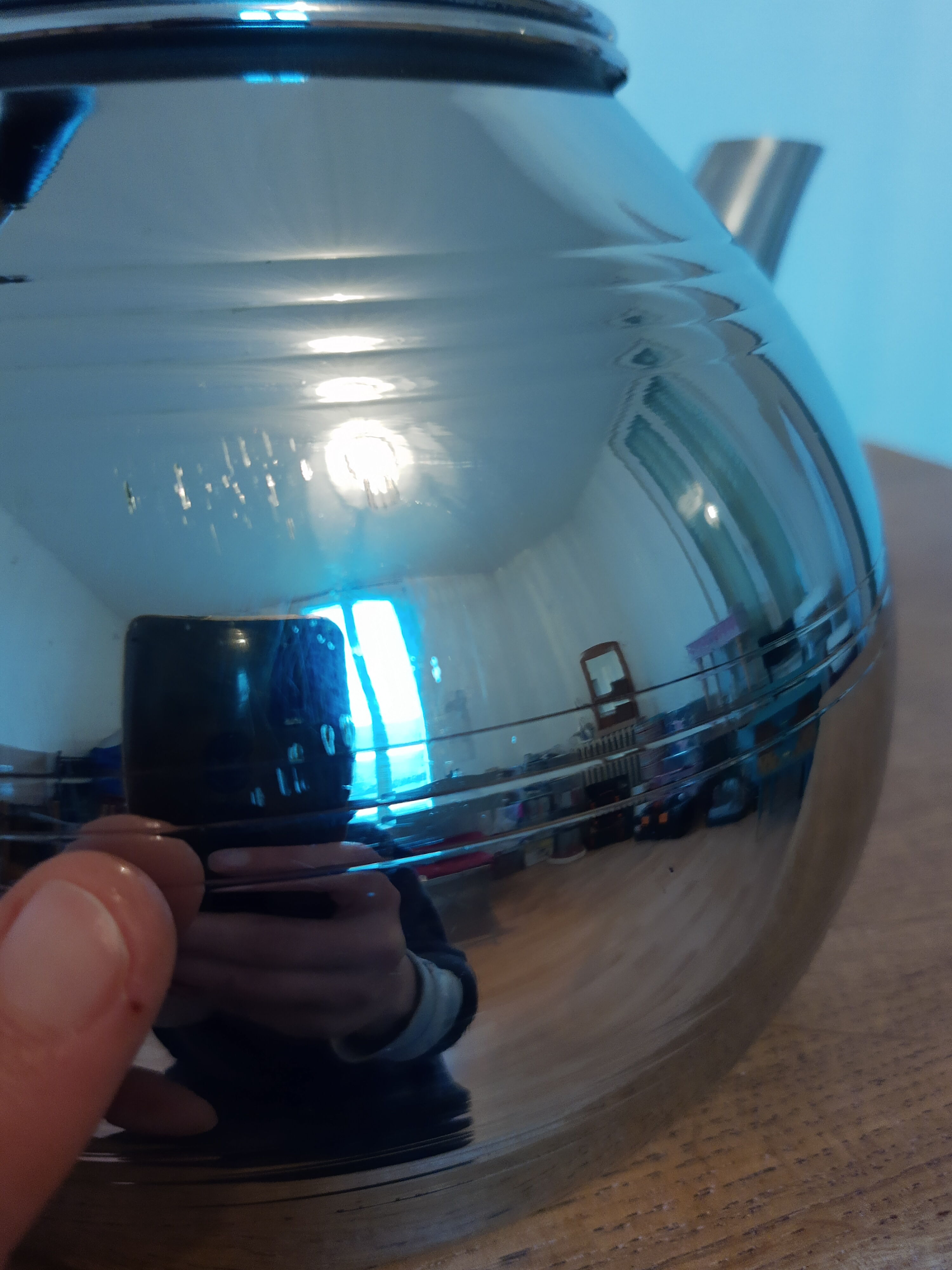 Vintage chrome copper kettle Le Trèfle