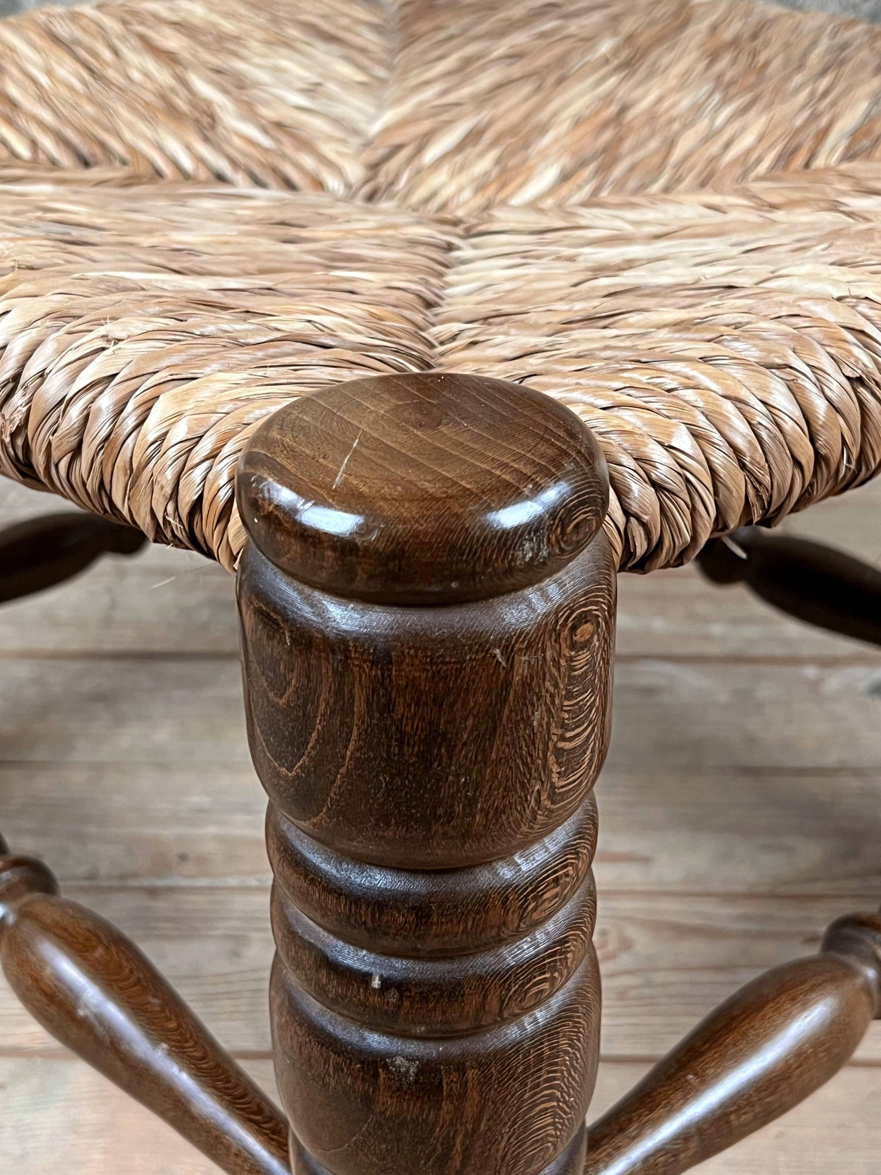 Wood & straw fireplace chair mountain chalet country cottage no dudouyt 60's