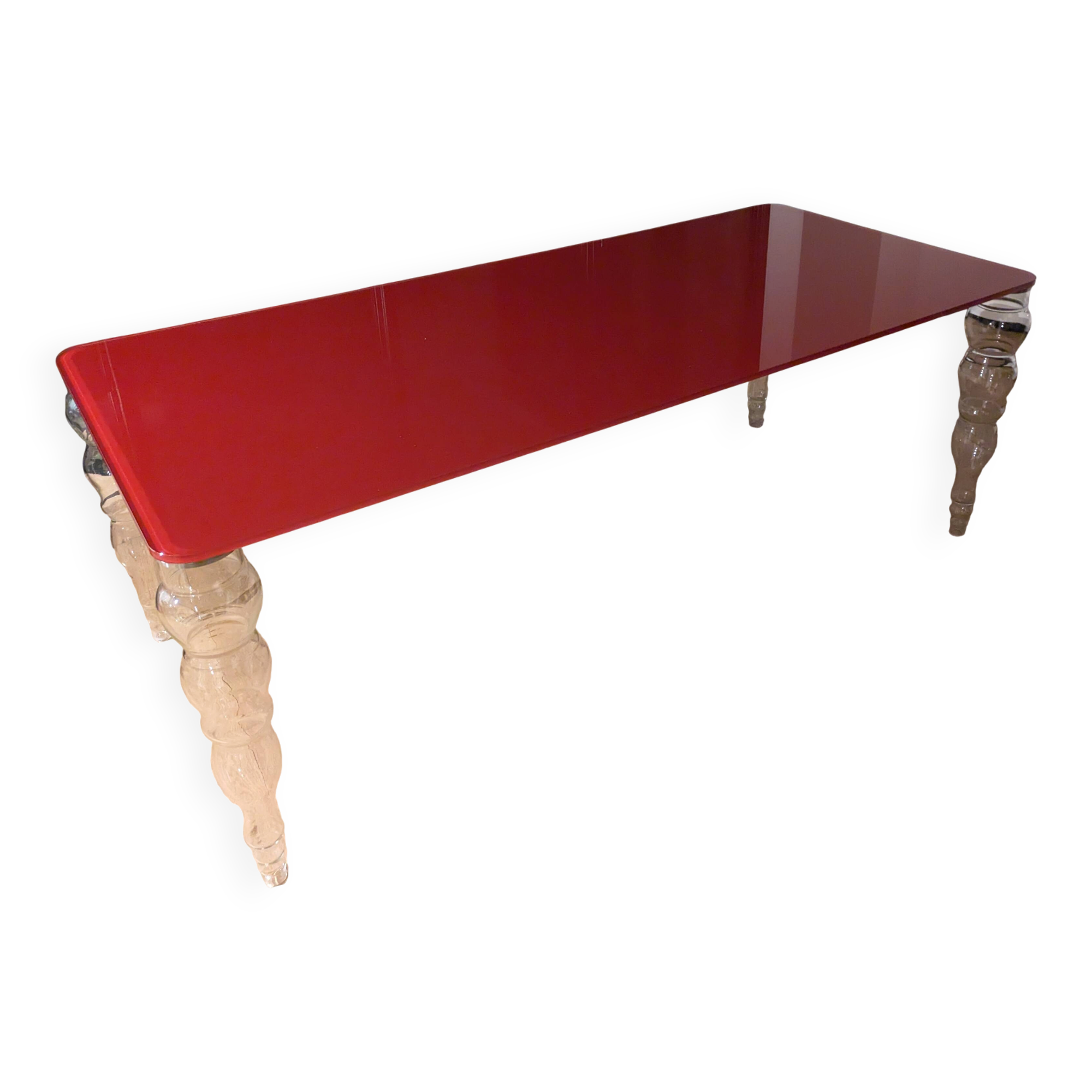 Table post-modern glass Italia POS02 red top