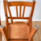 Ensemble de 3 chaises bistrot en bois 1950