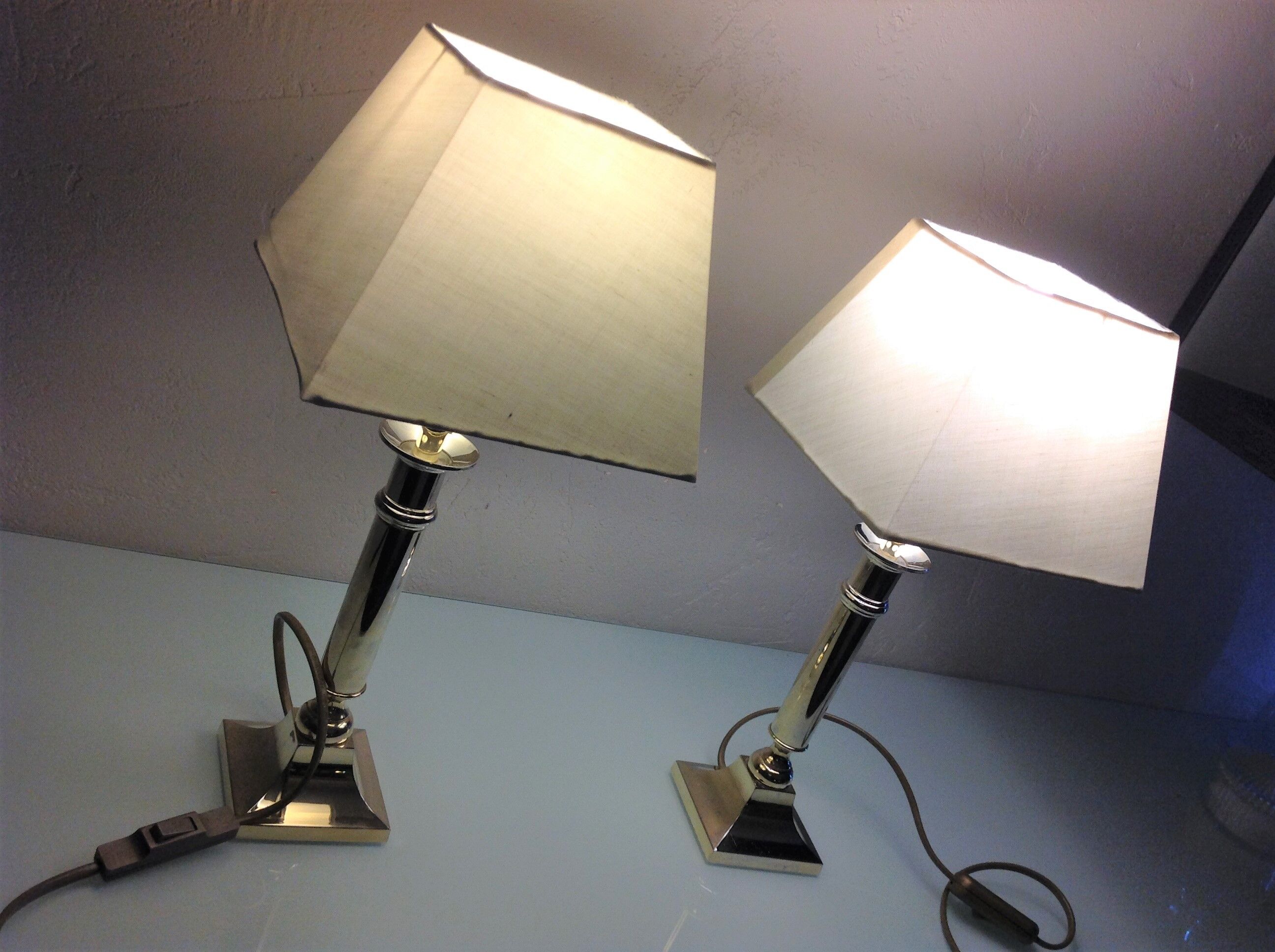 Pair of brass lamps art deco style 60s-70s
