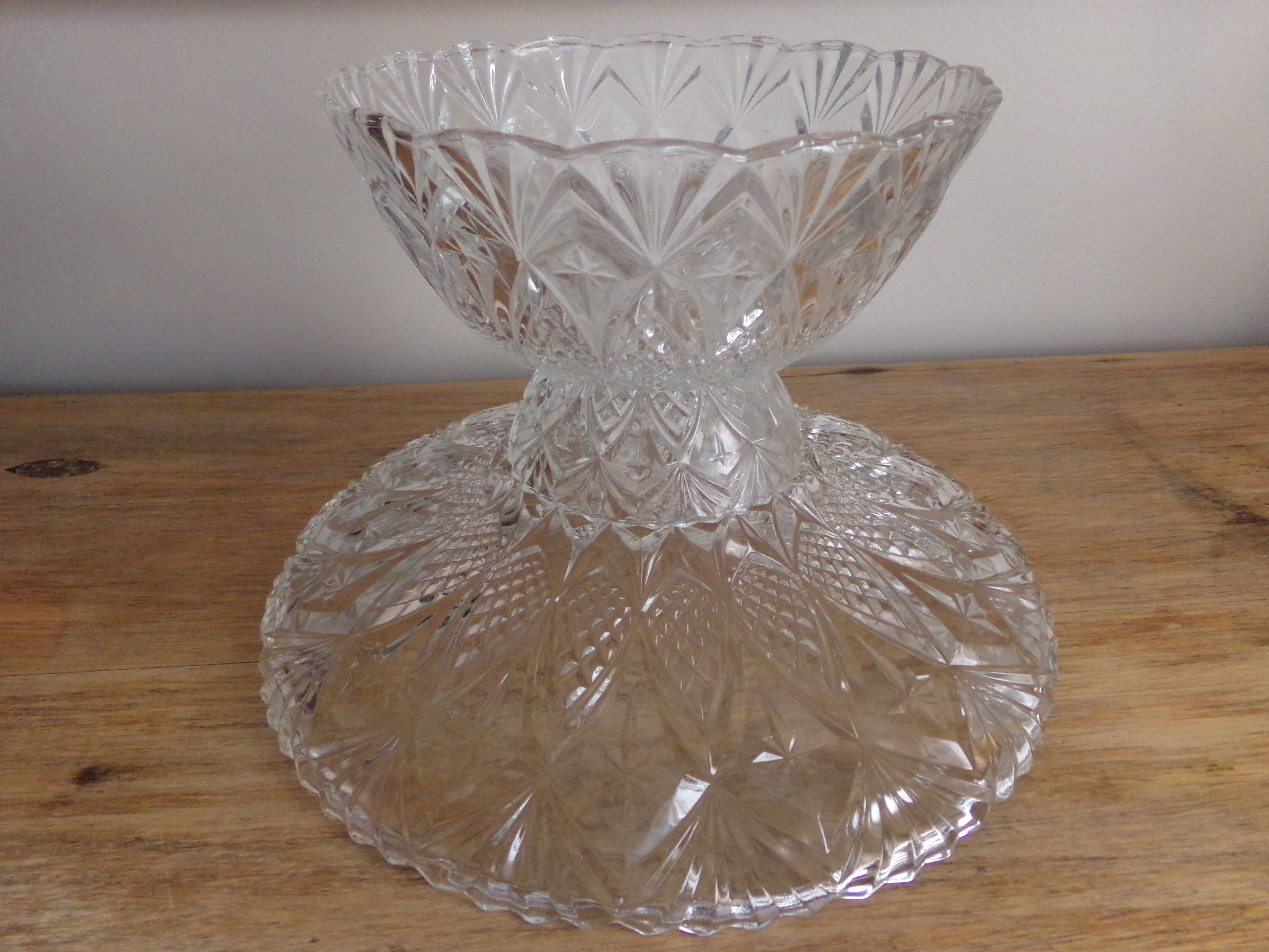 Cut glass dish and fruit cup