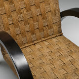 Art Deco Armchair with Ottoman & Rush Seating