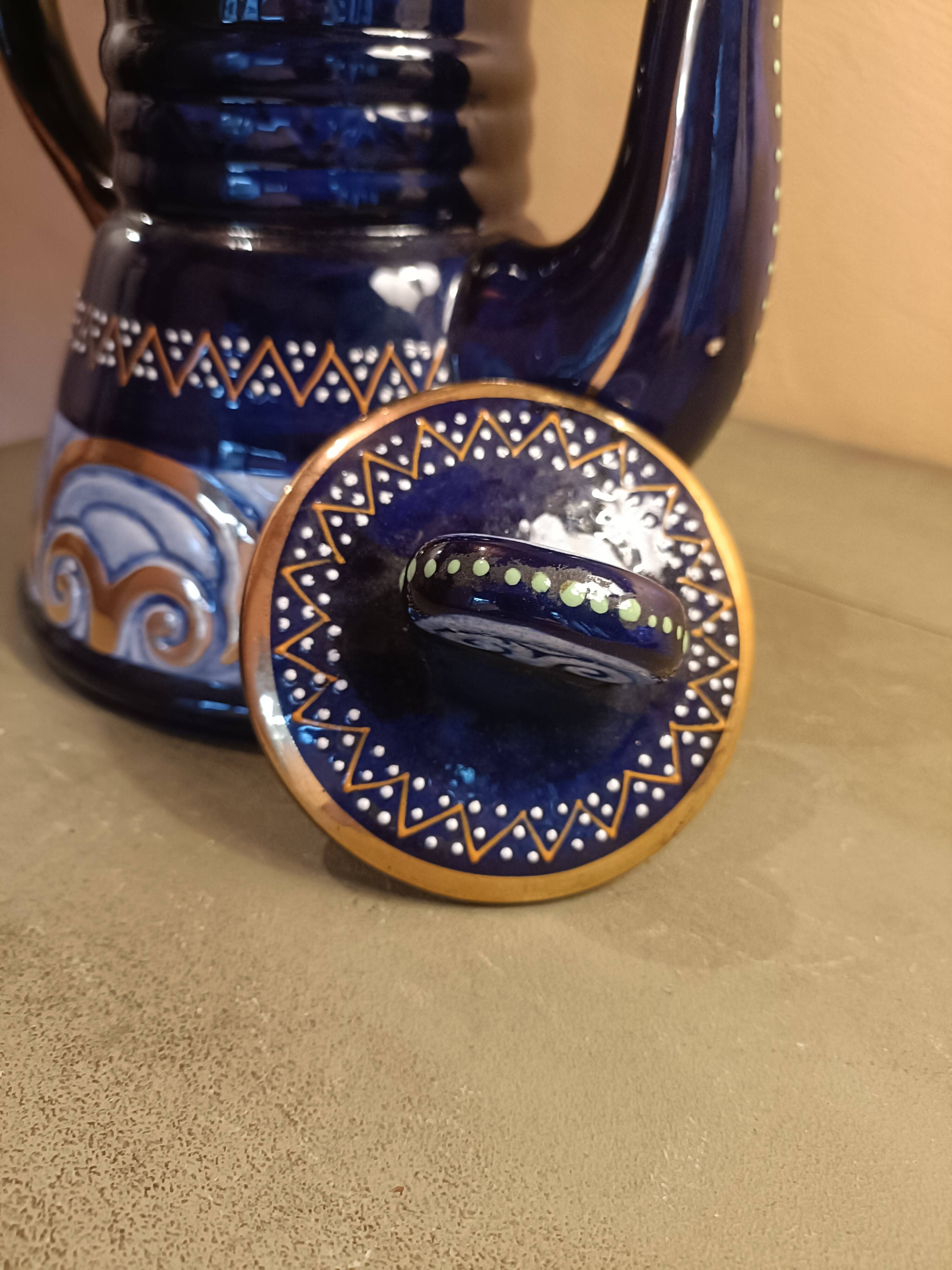 HB Quimper coffee pot with pearl decoration