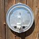 Antique pair of industrial brushed aluminum wall lights