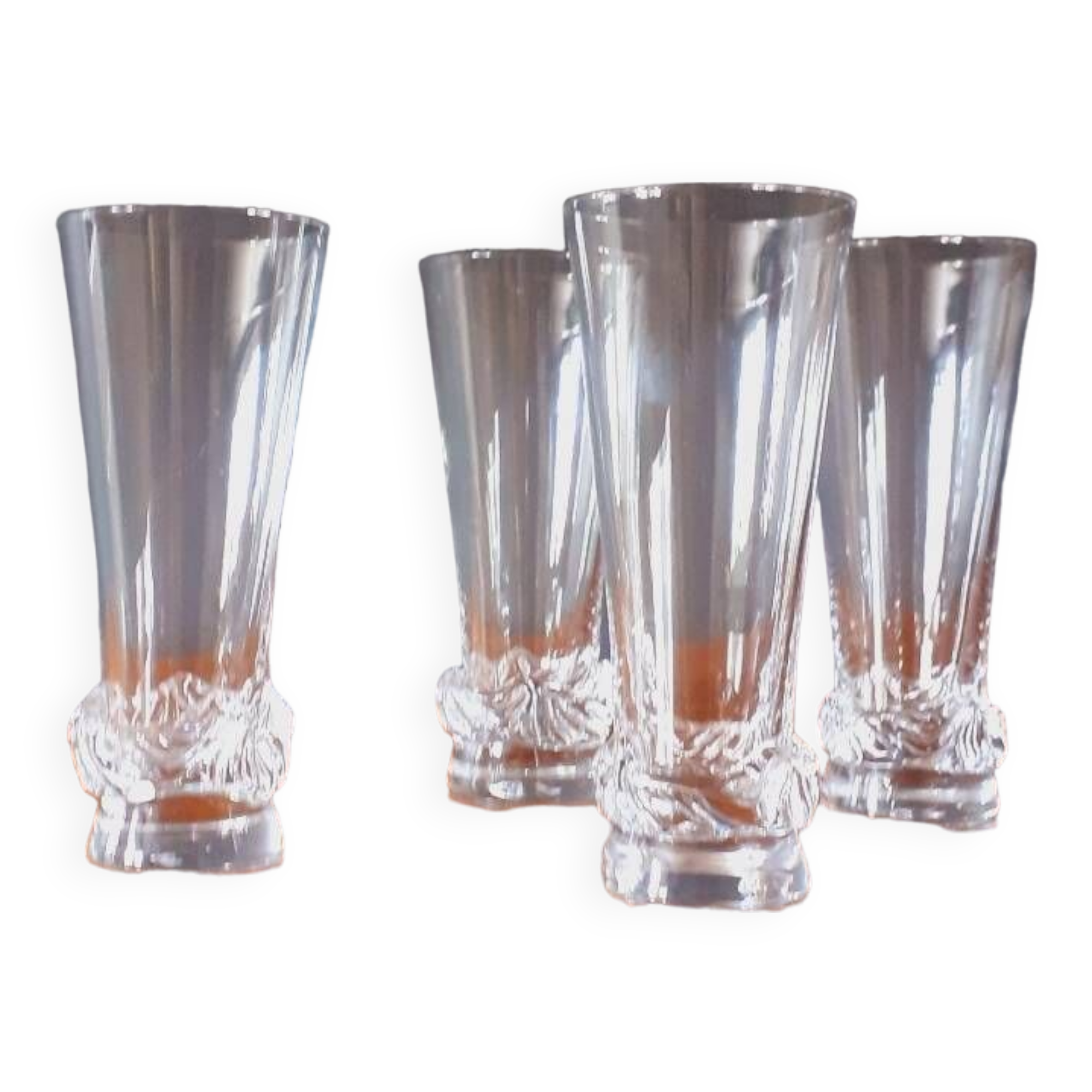 4 Champagne flutes from the 1950s in Daum crystal, Sorcy model