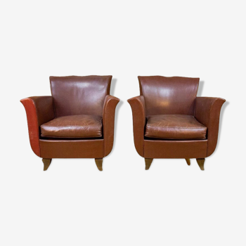 Pair of Club armchairs, circa 1940