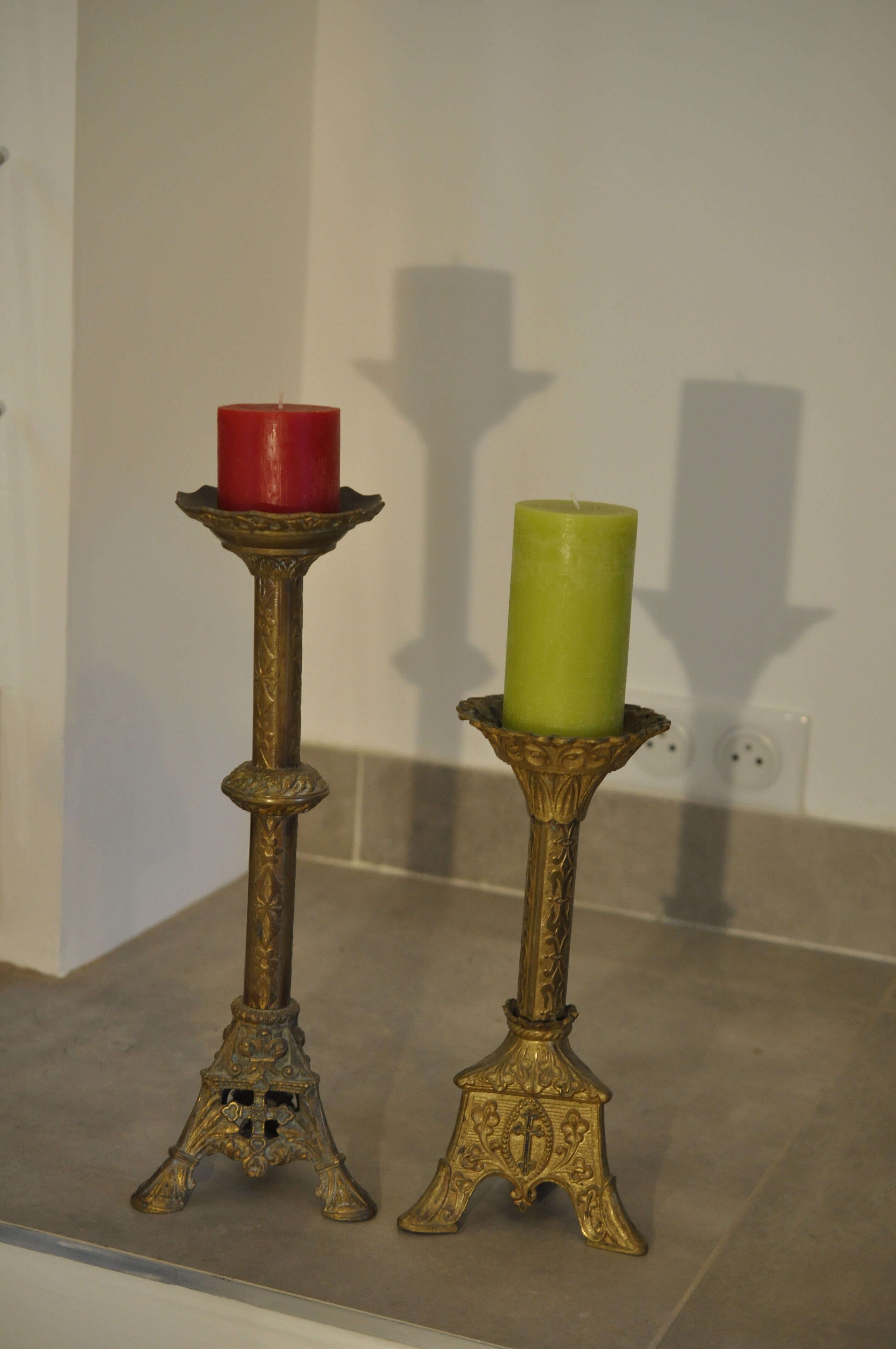 Pair of church candleholders