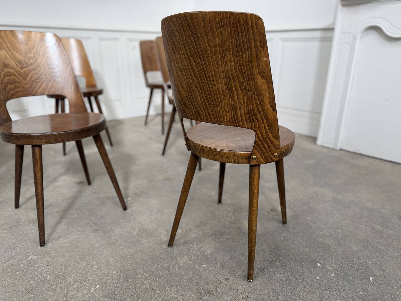 Set of 6 light brown Baumann chairs