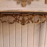 Console and its mirror in bronze and marble