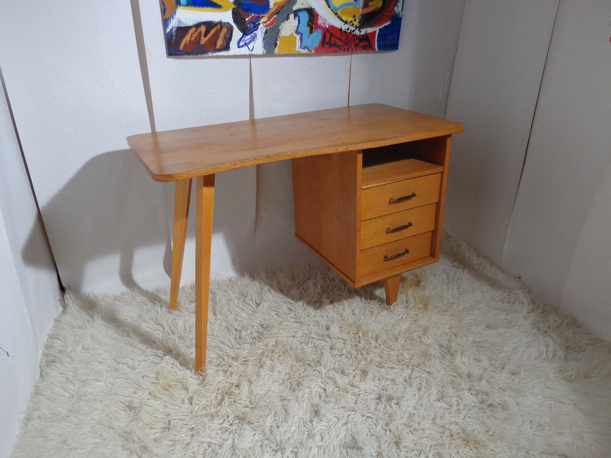 Vintage desk shape bean feet compass year 60