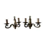 Paire appliques 1930 bronze doré