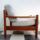 Teak danish chair with light grey upholstery
