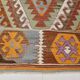 Tapis Kilim tribal vintage vert et orange 5x8, 146x255 cm SK 33083