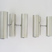 Pair of double wall lights in brushed metal, Sciolari house, Italy 1970's
