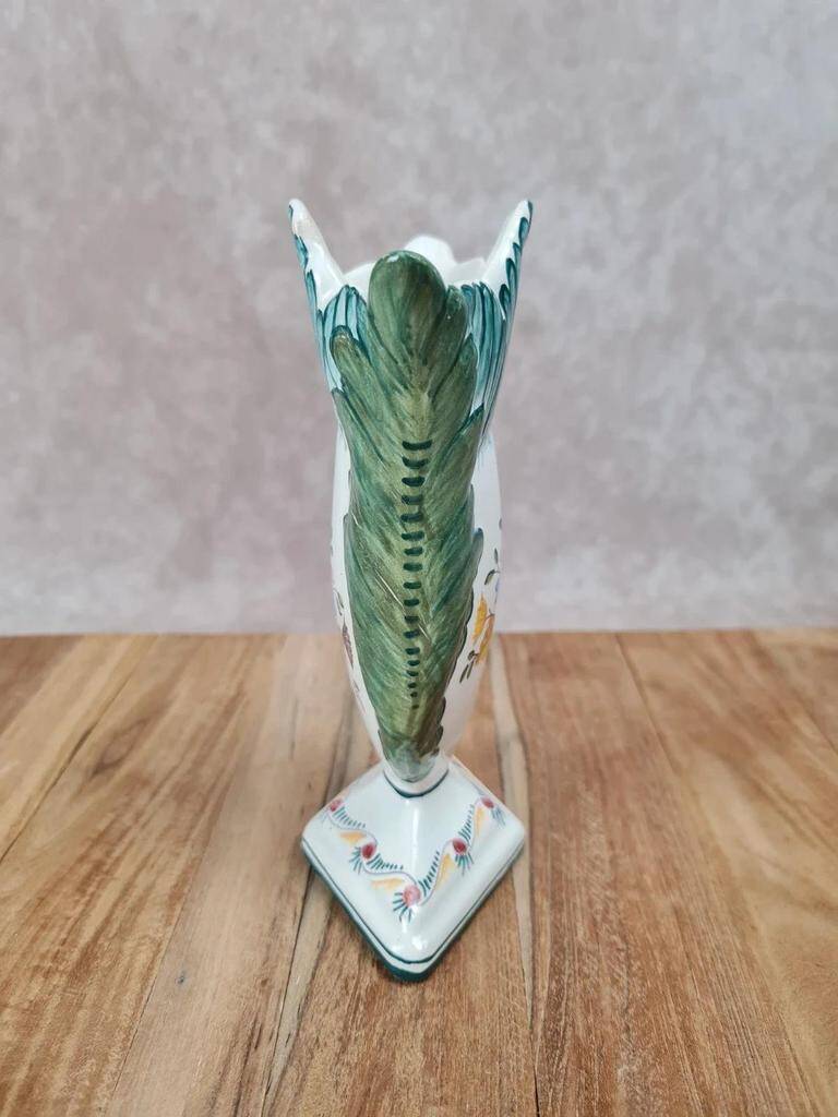 Small earthenware vase signed Figas – hand-painted floral decoration