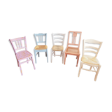 Set of 5 pretty patinated chairs