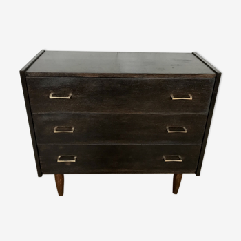 Vintage 1960 black wenge oak chest of drawers