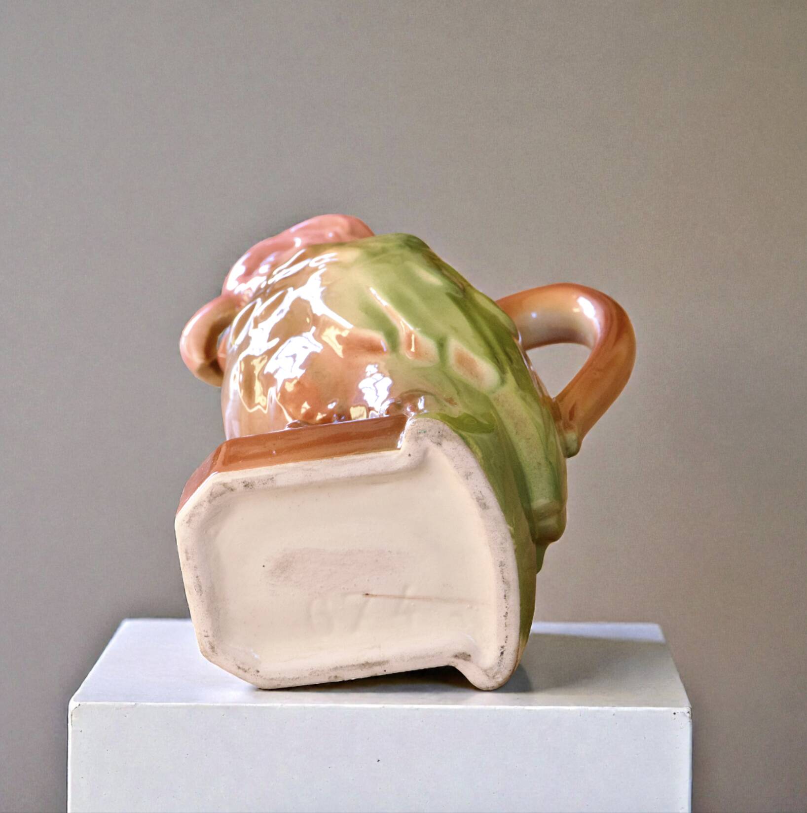Large zoomorphic carafe by Poet Laval in parrot-shaped earthenware