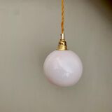 Vintage globe pendant lamp in white opaline