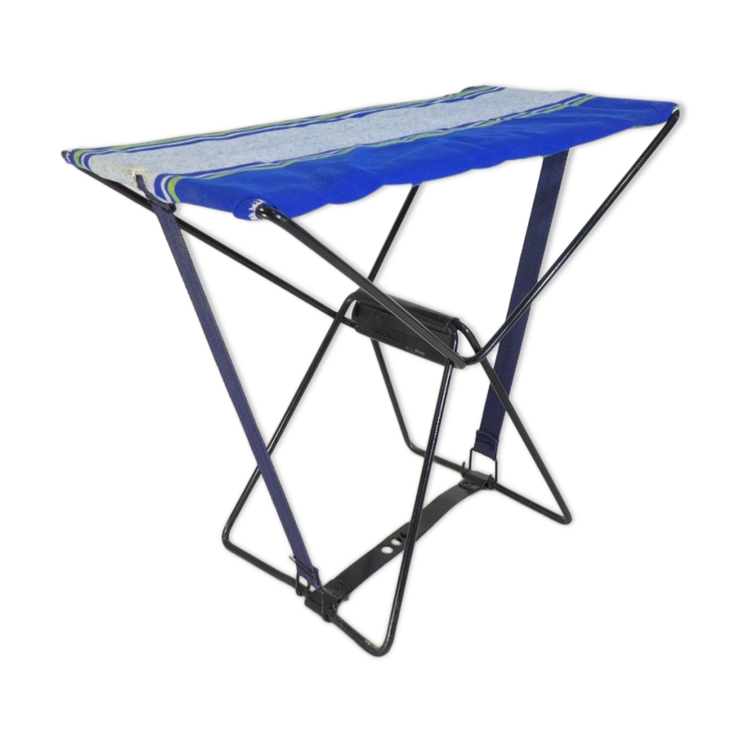 Vintage 190s folding camping stool with clutch