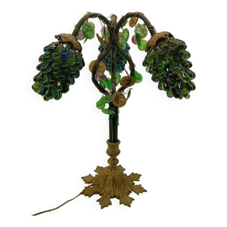 Lampe Art Nouveau Avec Abat-Jour En Verre De Murano En Forme De Grappes De Raisin
