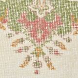 4x7 Beige and Green Floral Design Vintage Rug, Anatolian Rug, 113x207Cm