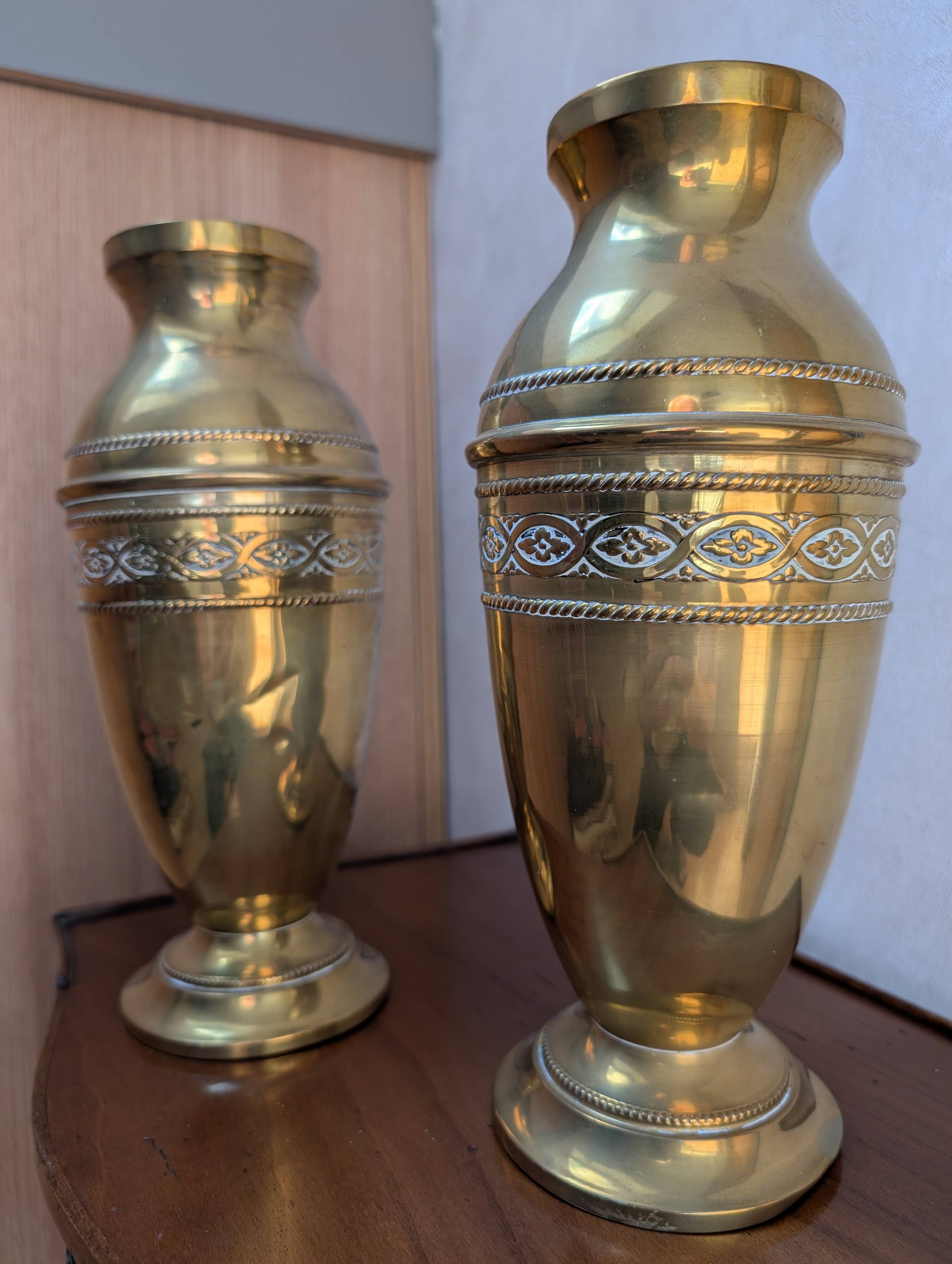 Brass vases from the early 20th century