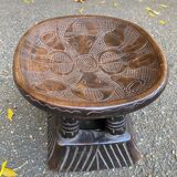 Bamileke African stool from Cameroon, carved in solid wood