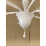 Contemporary Italian 6 Arms White Murano Glass Chandelier