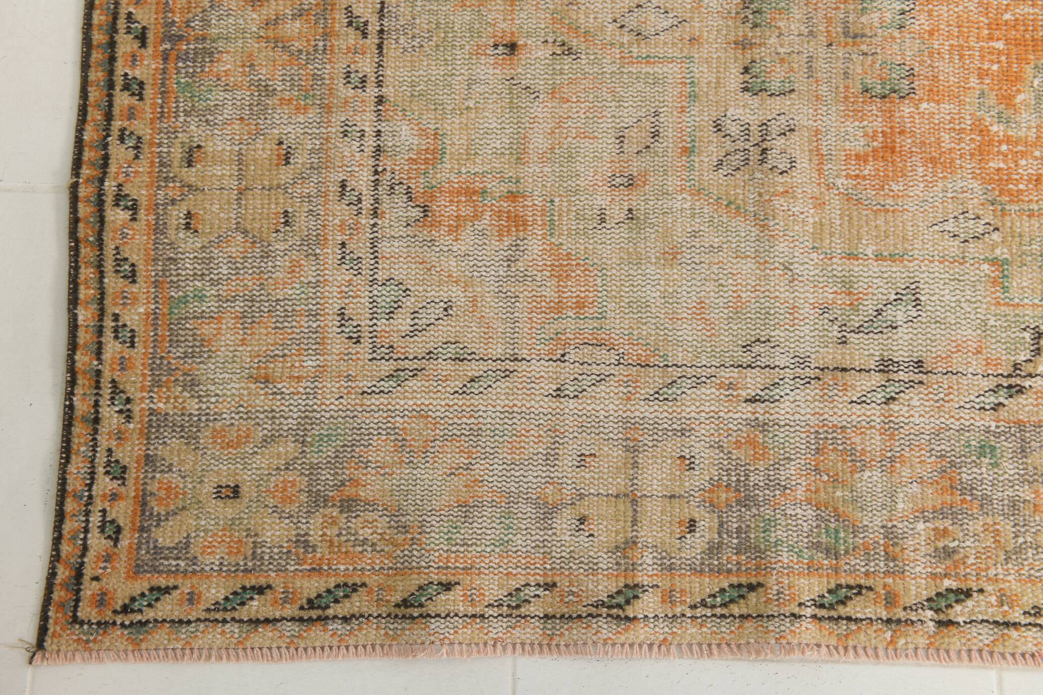 6x10 Peach Orange Large Vintage Rug, 184x290 Cm